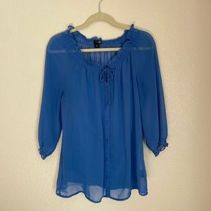 Cobalt Blue Blouse with Silk Cami Large